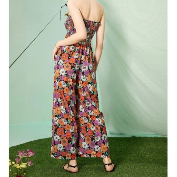Boho Floral Print Tube Top Jumpsuit - Picture 4 of 6